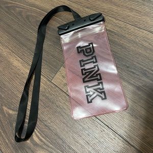 Pink waterproof phone lanyard pouch